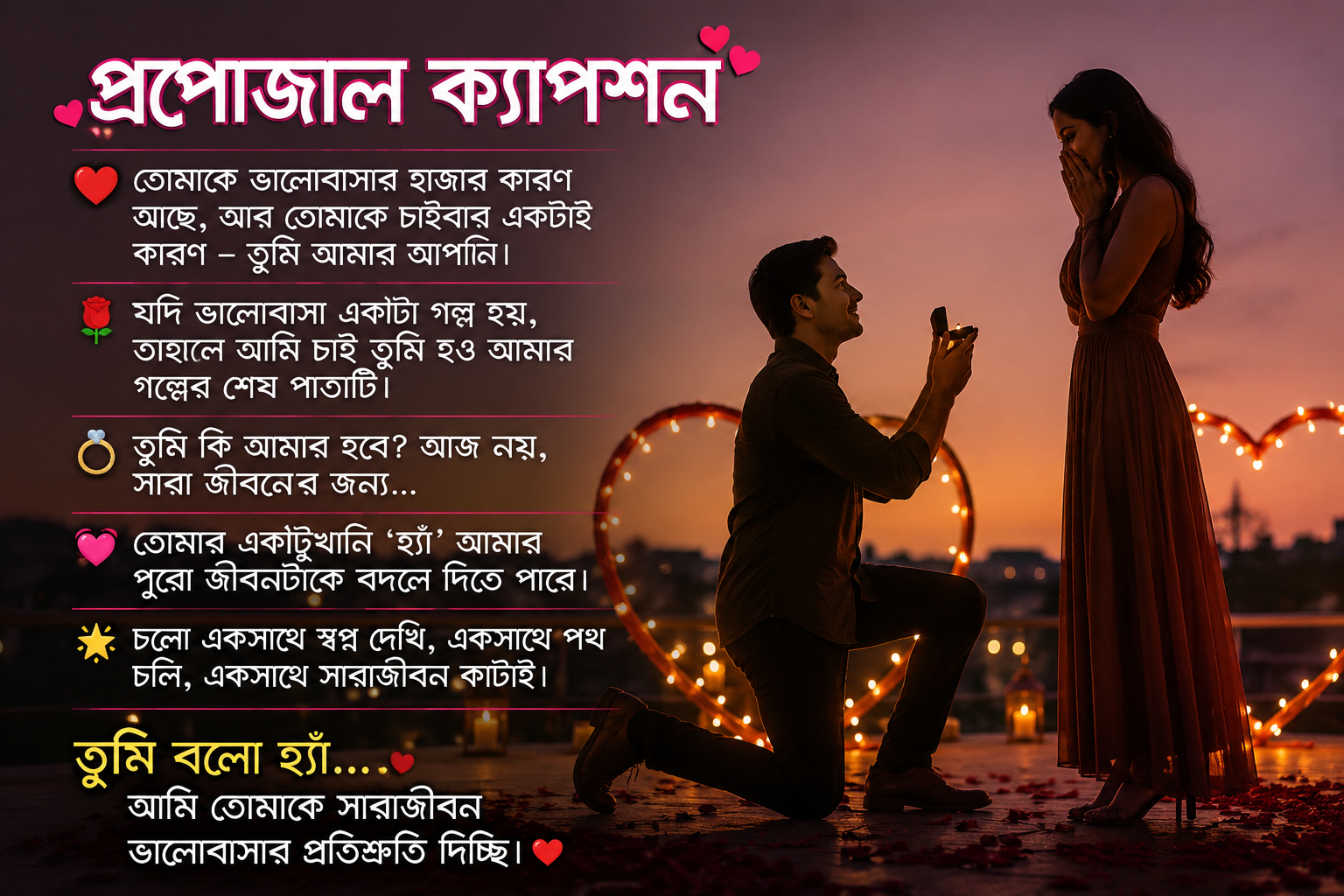 Proposal Caption Bangla: রোমান্টিক ও মিষ্টি ক্যাপশনের তালিকা