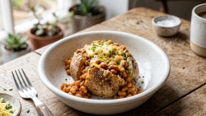 Baked Potato With Beans and Cheese